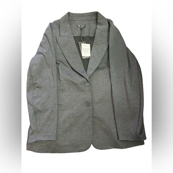 DG2 by Diane Gilman Charcoal Gray Single-Button Blazer - Picture 3 of 7